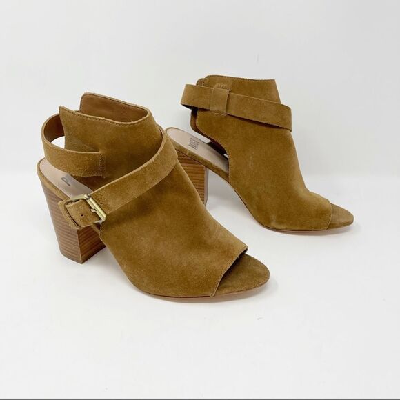 Paige Suede Mimi Buckle Peep Toe Ankle Booties - Picture 1 of 10